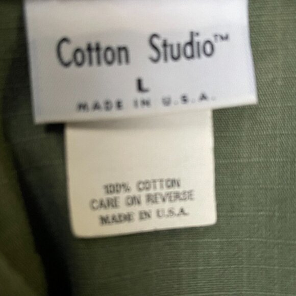 Cotton Studio Womens Zip Up Shirt Jacket Large Green Long Sleeve Lightweight USA - Picture 3 of 8